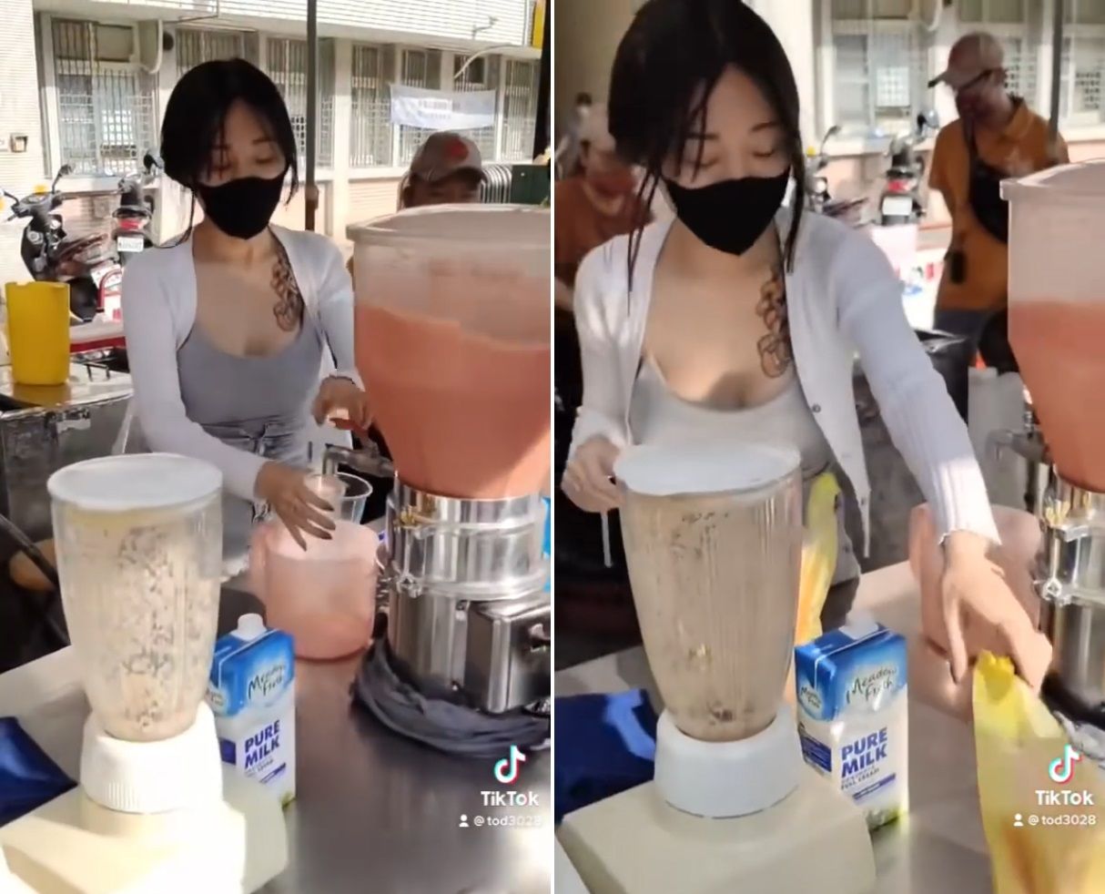 ▲大甲媽遶境意外讓一名賣木瓜牛奶的正妹爆紅。（圖／翻攝自Facebook、IG）
