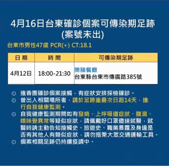 ▲▼0416台東確診者足跡。（圖／台東縣政府提供）