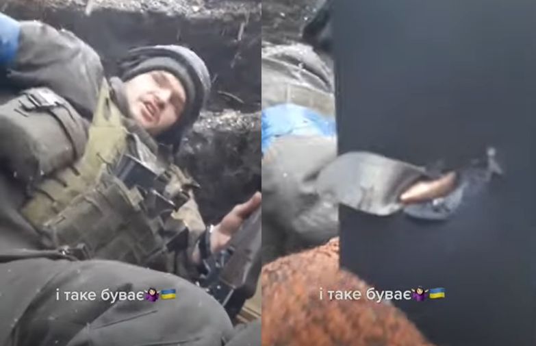 ▲▼烏克蘭大兵撿回一命。（圖／翻攝YouTube「Raw Ukraine Videos」）
