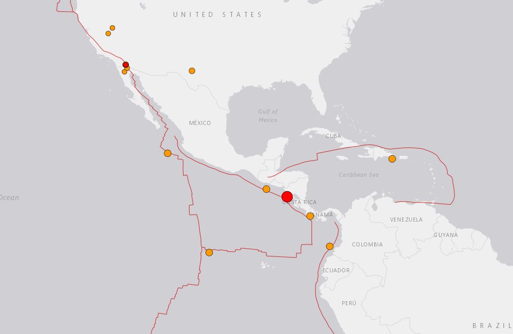 ▲▼中美洲國家尼加拉瓜外海當地21日凌晨1時42分發生規模6.8地震。（圖／翻攝自USGS）