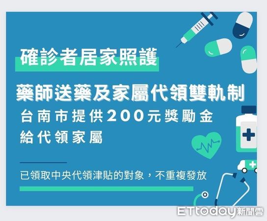 ▲台南市長黃偉哲，提出確診者居家照護之家屬，代領藥台南市將獎勵200元。（圖／記者林悅翻攝，下同）