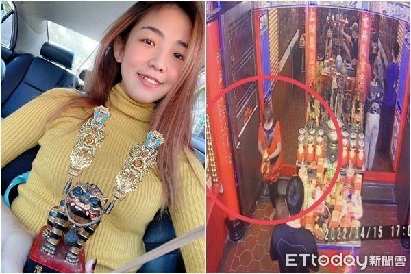 ▲▼蔡姓女子把虎爺放在古龍山寺供桌上迎接大甲媽，不料被婦人偷走，警方6天後尋獲。（圖／記者唐詠絮翻攝，下同） 