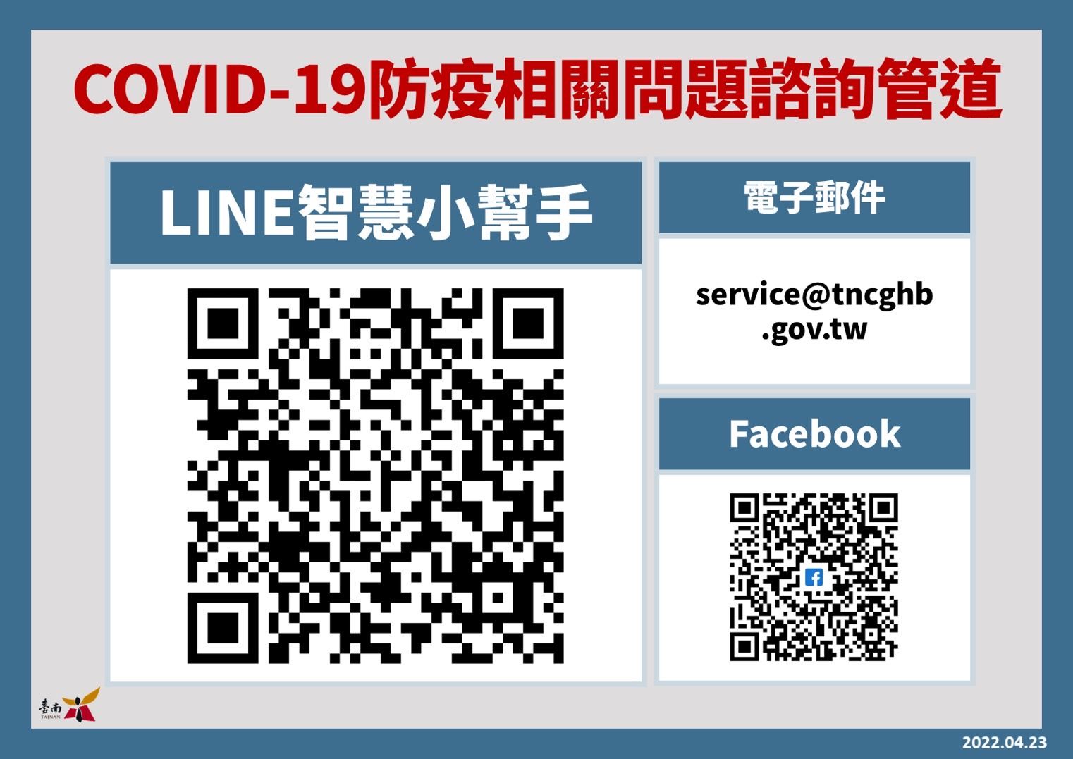 ▲▼0423台南新增3防疫專線。（圖／台南市政府提供）