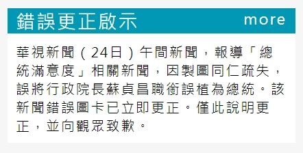 ▲華視又出包，誤植蘇貞昌為「總統」。（圖／翻攝自華視網站）