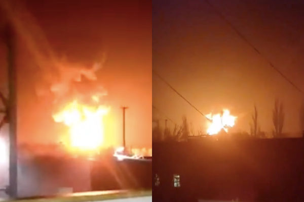 ▲▼俄「油庫爆炸」近烏克蘭。（圖／翻攝自推特）