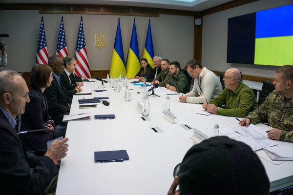 ▲▼ 美國國務卿布林肯及國防部長奧斯汀出訪烏克蘭。（圖／路透）