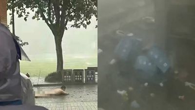 上海暴風雨強襲影片曝！「浴室飛走」方艙男全裸趴地　採檢站全垮