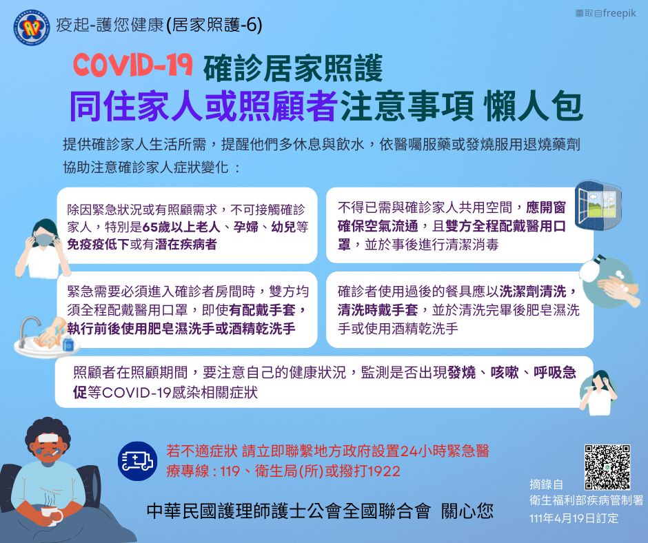 ▲▼居家照護4圖懶人包。（圖／取自中華民國護理師護士公會全國聯合會官網）