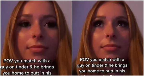 女子的表情看起來非常無奈。（圖／翻攝自tiktok／taypole）