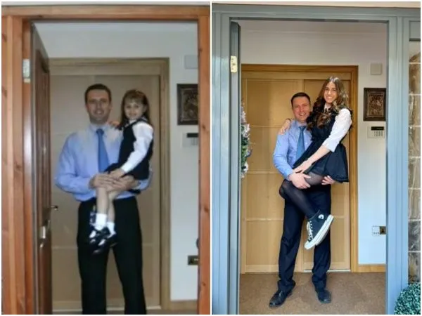 ▲▼美國17歲少女在短片中貼出2張父女合照，感動近50萬網友。（圖／翻攝自當事人TikTok）