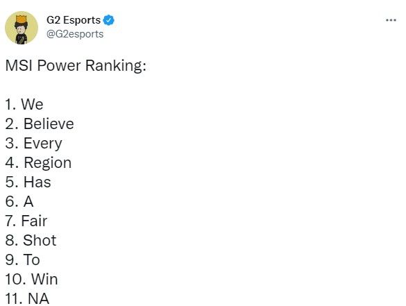 ▲▼G2 MSI Power Ranking。（圖／翻攝自G2 Twitter）
