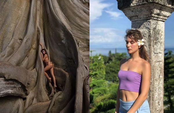 女網紅脫了！全裸在「700年聖樹」拍照　惹怒峇里島民要關她入獄。（圖／翻攝自Instagram）