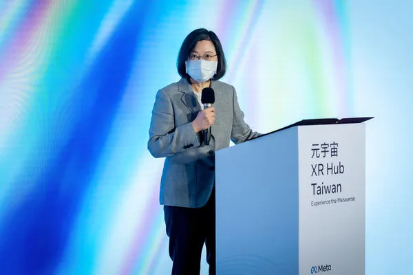 ▲總統蔡英文曾出席「Meta元宇宙 XR Hub Taiwan」啟動典禮。（圖／總統府提供）