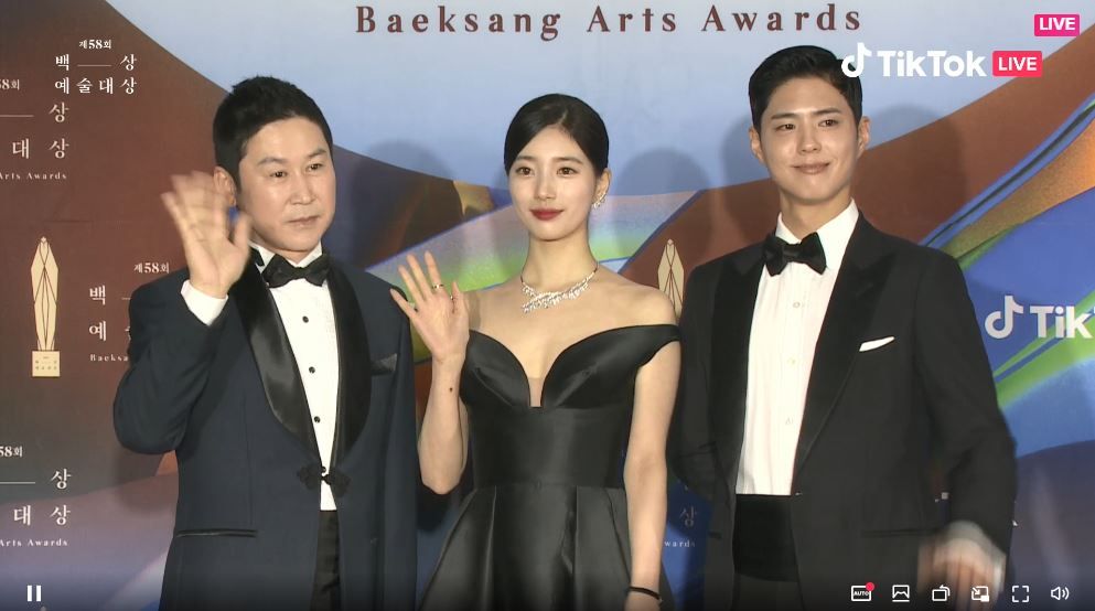 ▲百想藝術大賞李恩智、金泰梨、潤娥、朴素丹、秀智。（圖／翻攝自TIKTOK／baeksang.official）