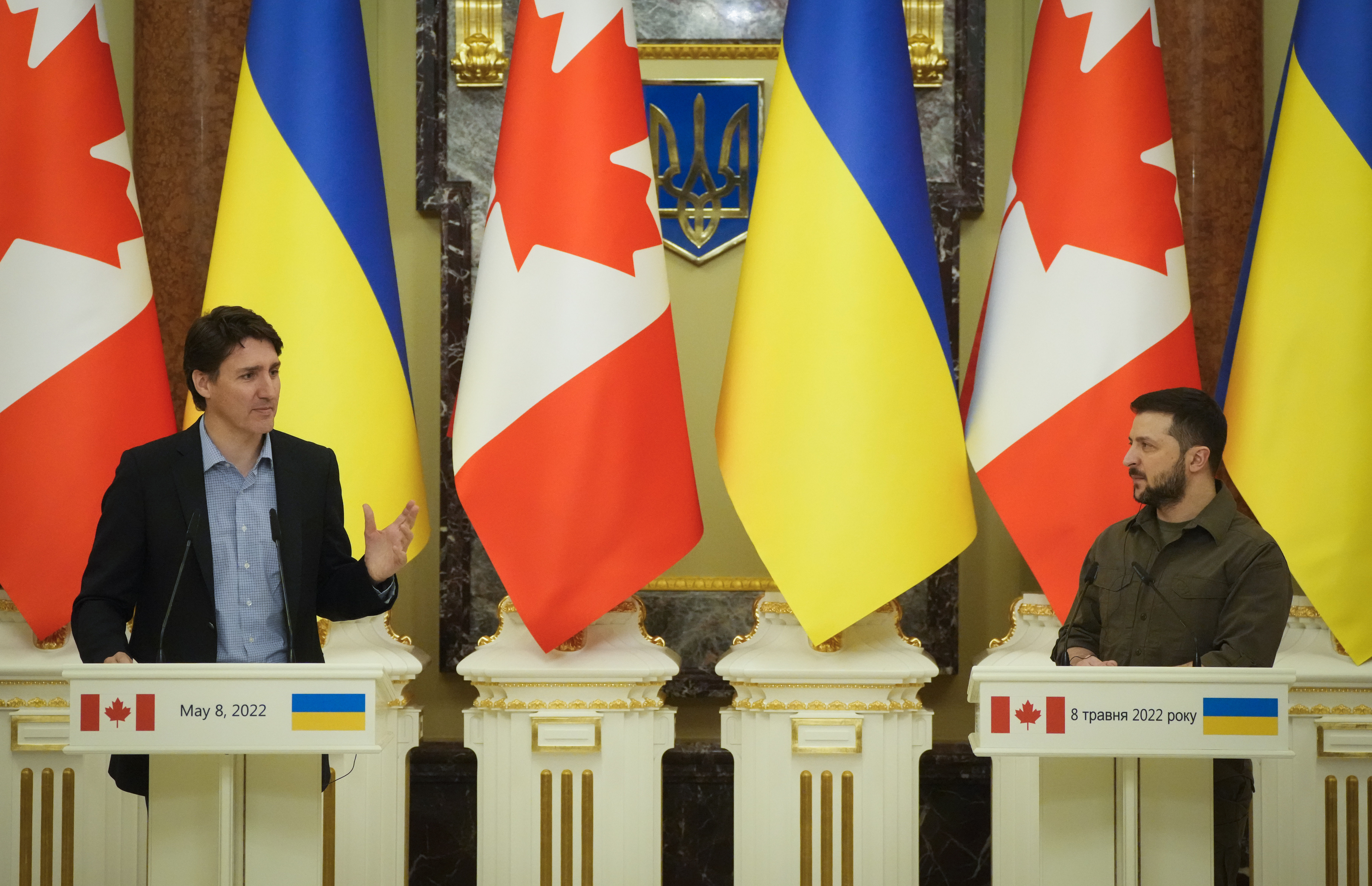 ▲▼加拿大總理杜魯道（Justin Trudeau）拜訪烏克蘭首都基輔。（圖／達志影像／美聯社）