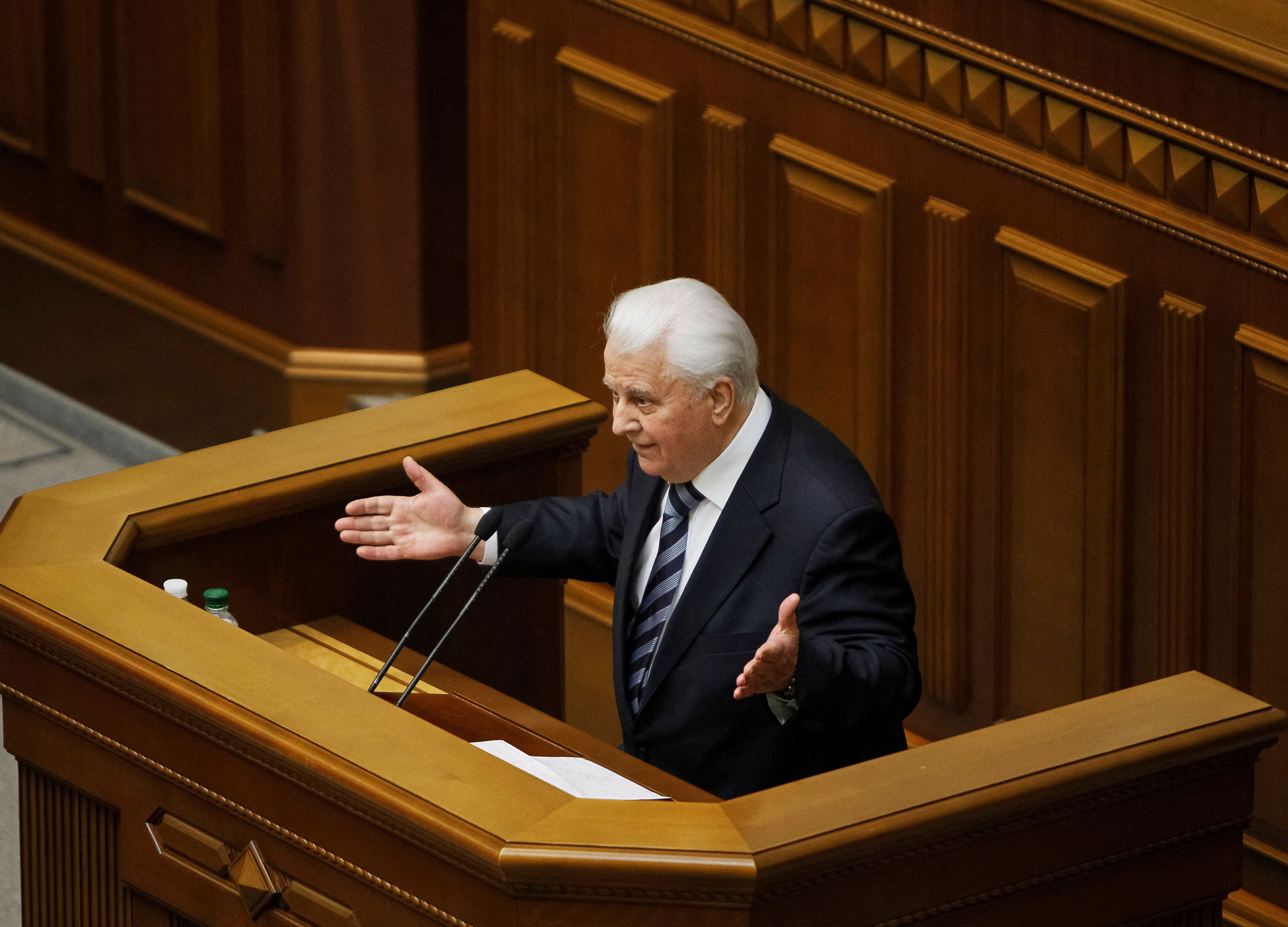 ▲▼ 烏克蘭獨立後首任總統克拉夫丘克（Leonid Kravchuk）2014年身影。（圖／路透）