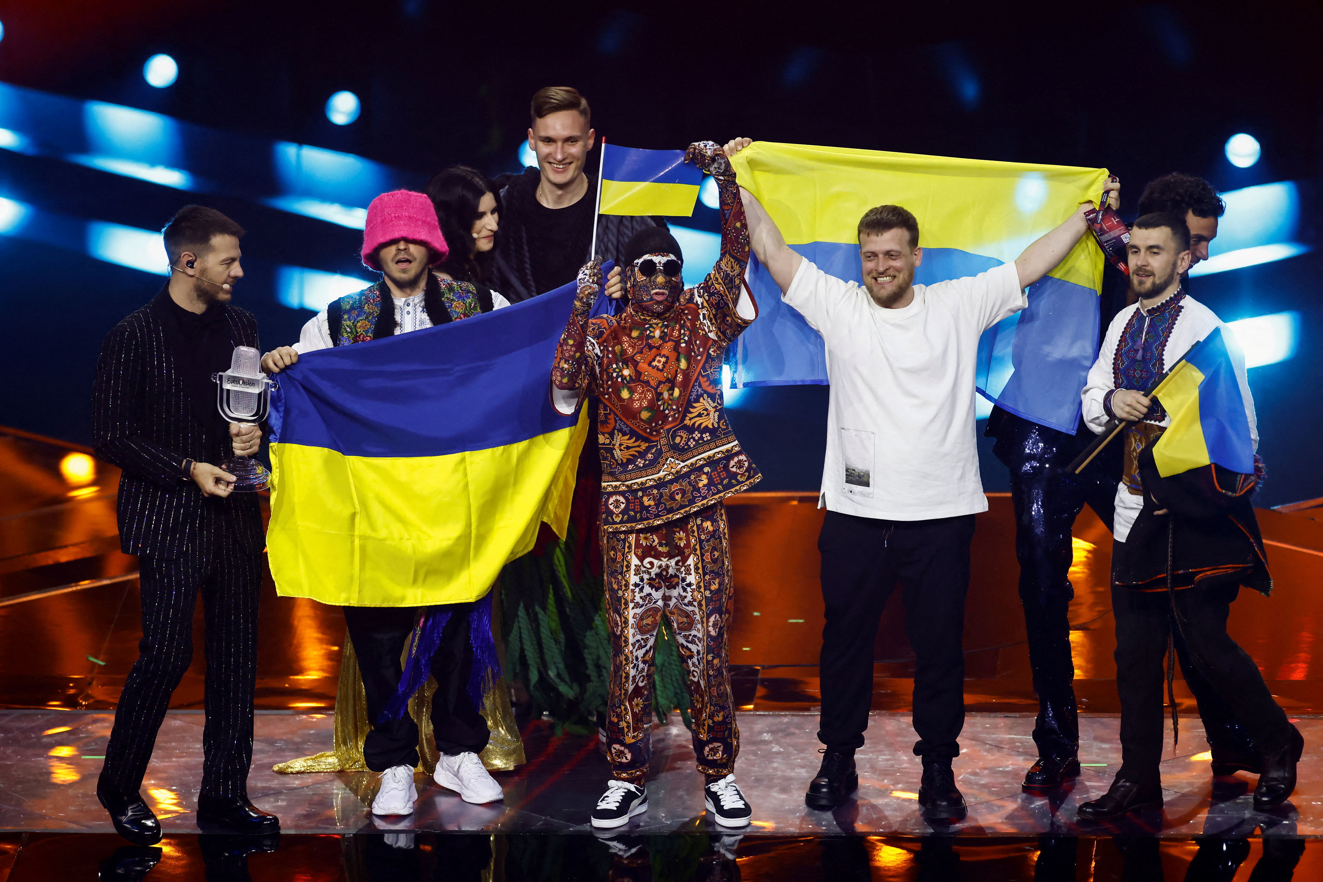 ▲▼烏克蘭「卡盧什樂團」在歐洲歌唱大賽贏得冠軍。（圖／路透社）