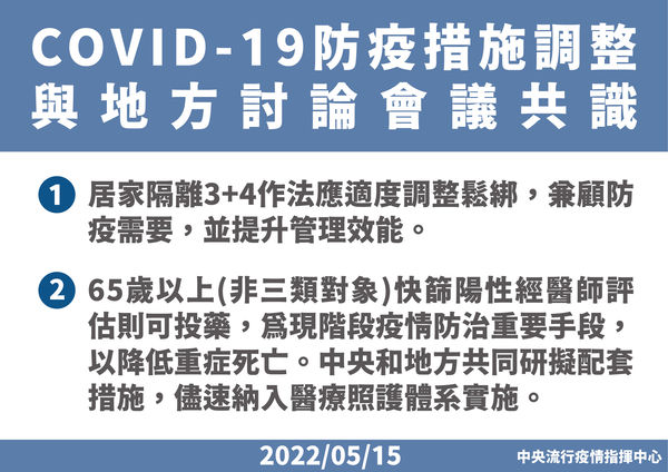 ▲▼指揮中心5/15公布與地方討論 COVID-19防疫措施調整會議共識。（圖／指揮中心提供）