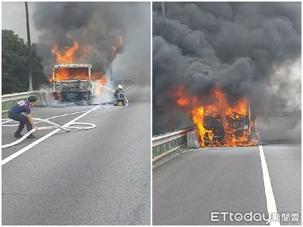 ▲▼     國道三號122公里火燒車        。（圖／記者黃孟珍翻攝）