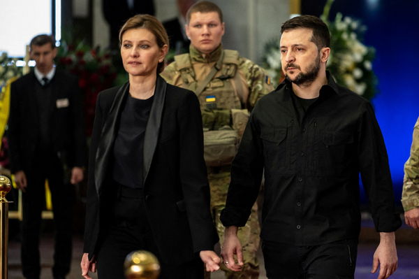 ▲▼澤倫斯基與夫人葉蓮娜（Olena Zelenska）出席烏克蘭首任總統克拉夫丘克（Leonid Kravchuk）的葬禮，也是兩人在俄烏開戰後首度同框。（圖／路透）