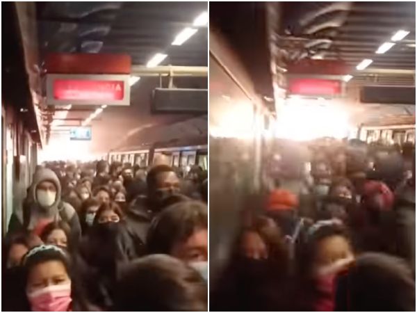 ▲▼智利地鐵站車廂底部突然爆炸，大量旅客衝出月台逃命。（圖／翻攝自YouTube／T13）