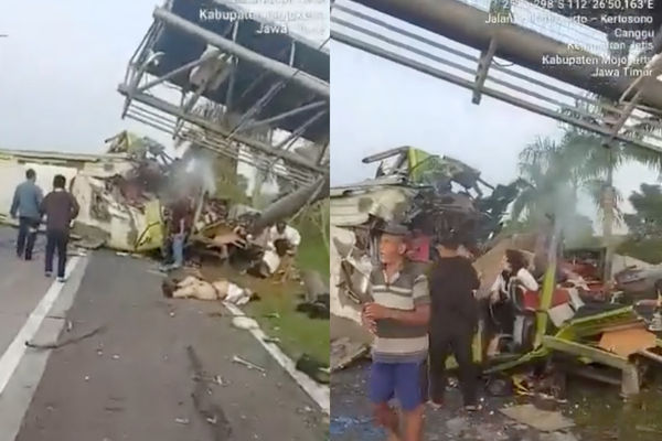 ▲▼印尼東爪哇16日發生一起嚴重車禍造成14人死亡。（圖／翻攝自推特）