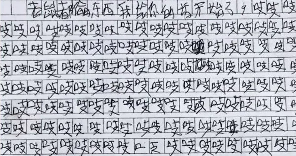 圖說1：在河北張家口，一名就讀小學三年級的男孩以「我第一次給老鼠的話」為作文題目，不料只寫了兩句話，就「吱」到結束。（圖／翻攝自微博／澎湃視頻）