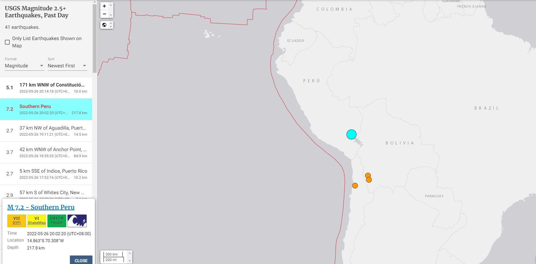 ▲▼秘魯地震。（圖／翻攝USGS）
