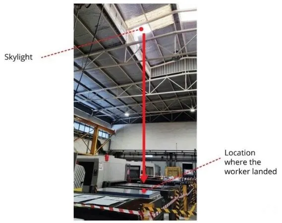 ▲▼新加坡49歲清潔工在工廠的屋頂進行清洗工作時，從9.5公尺高的透光屋頂摔落，送院不治。（翻攝自WSH理事會官網）