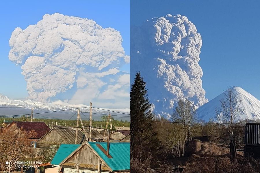 ▲▼ 俄羅斯堪察加半島內陸的Bezymianny火山28日噴發。（圖／翻攝自Twitter）