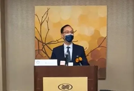 ▲▼朱立倫訪美行首場公開記者會。（圖／翻攝自國民黨臉書）