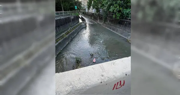 一名網友在橋上抽菸時發現小溪裡有一對嬰兒嚇壞。（圖／翻攝自「爆廢公社公開版」臉書）