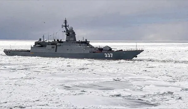 ▲▼俄羅斯國防部2022年2月7日發布的一張太平洋艦隊軍艦穿越日本海至鄂霍次克海。（圖／達志影像／美聯社）