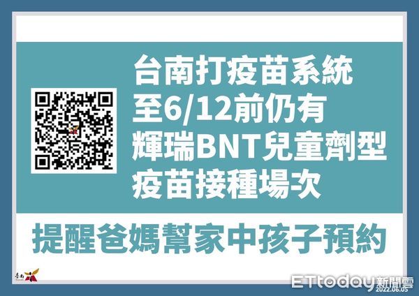 ▲台南市長黃偉哲公布5日新增5447名COVID-19本土個案，5至11歲兒童7日校園集中接種作業開打，12日之前仍可預約打疫苗。（圖／記者林悅翻攝，下同）