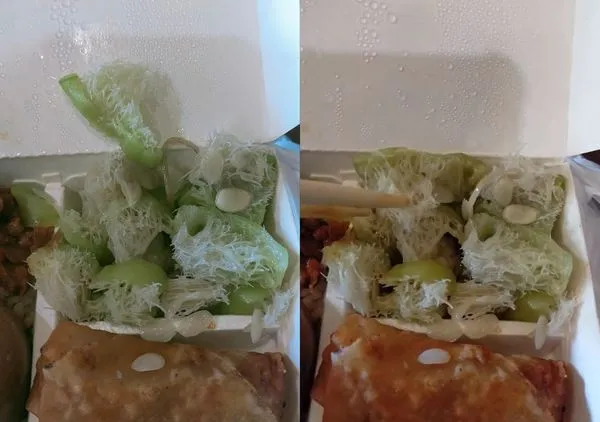 ▲▼他吃便當驚見絲瓜變「菜瓜布」　網笑：吃完剛好拿來洗盒子。（圖／翻攝自爆怨公社）