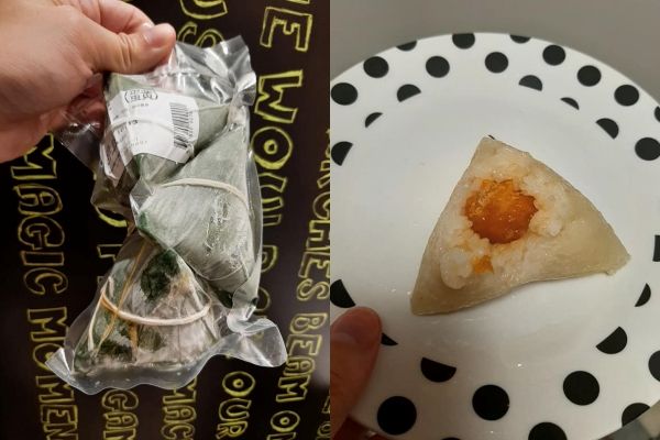 想念台灣味！在日學生買蛋黃粽子　切開傻眼「根本3D多角飯糰」（圖／翻攝自Facebook／爆怨公社）