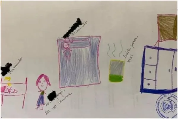 ▲▼12歲女童畫出「詭異綠衣男」走近床邊！。（圖／翻攝自推特／@correio24horas）