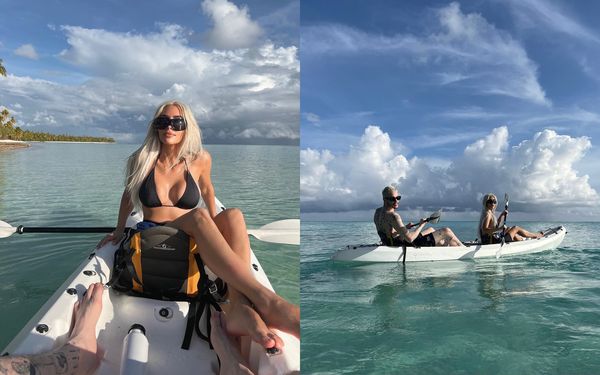 ▲金卡戴珊跟男友彼得戴維森划船享受兩人世界。（圖／翻攝自Instagram／kimkardashian）