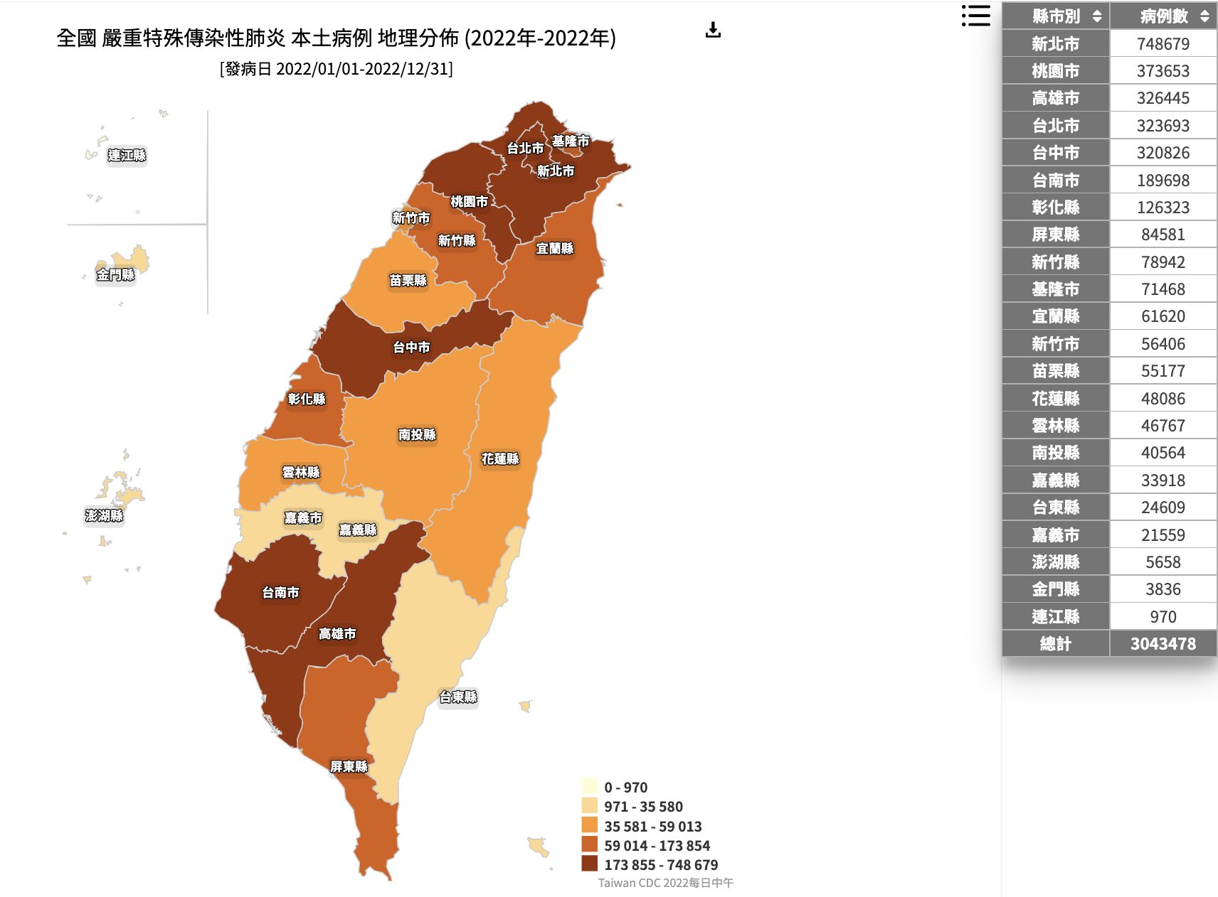 ▲確診地圖曝光。（圖／翻攝自疾管署）