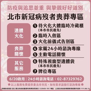 台北市民優先！明啟用「確診亡者喪葬專區」　透明屍袋下週才到