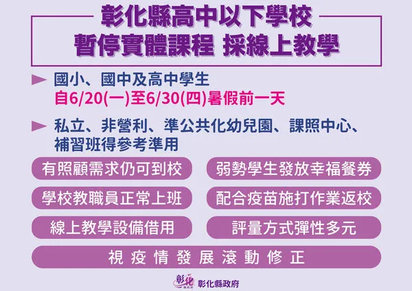 ▲快訊／超前台中　彰化率先公布直接放暑假