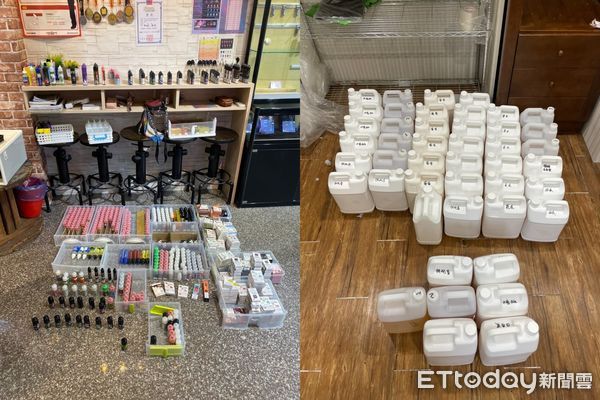 ▲▼檢警查扣市值500萬元以上煙油、分裝機等物。（圖／記者游芳男翻攝，下同）