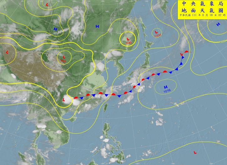 ▲▼氣象局發布地面天氣圖。（圖／氣象局提供）