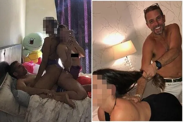 拜登兒更多淫亂照曝光！前妻開iPad驚見床戰2女肉蒲團，傑尼龜默默注視。（翻自英國《每日郵報》）