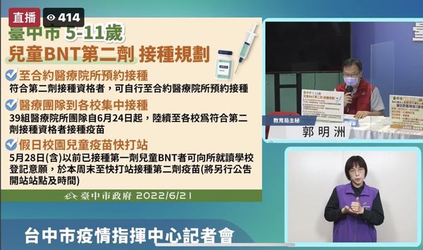 ▲▼台中市65歲以上長者明天後施打第4劑莫德納，兒童第2劑BNT則從後天開始。（圖／台中市政府提供，下同）