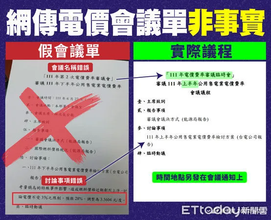 ▲漲電價訊息滿天飛，經濟部今（23）日於臉書發文澄清 。（圖／經濟部提供）