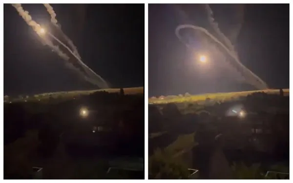 ▲▼俄軍一枚飛彈升空後，U型迴轉在己方陣地內炸裂。（圖／翻攝自twitter／@RALee85）