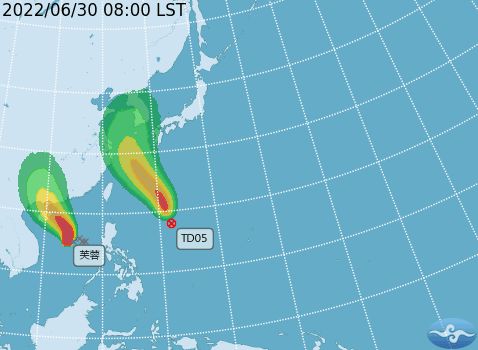 ▲今年第3號颱風「芙蓉」生成，圖為暴風圈侵襲機率。（圖／氣象局提供）
