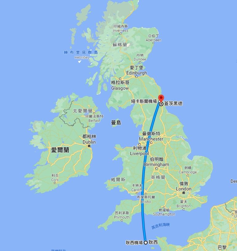 ▲▼鴿子橫越大西洋。（圖／截取自Google Maps）