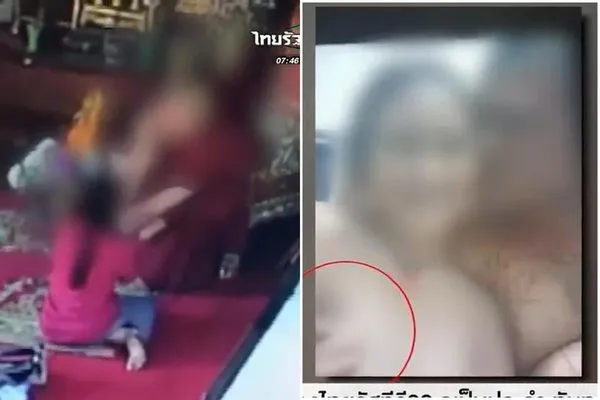 淫僧「龍爪手」抓奶熱吻，猥褻行徑全都錄！還用「老衲棒子」插洞偷錢。（翻自《Thairath Online》）